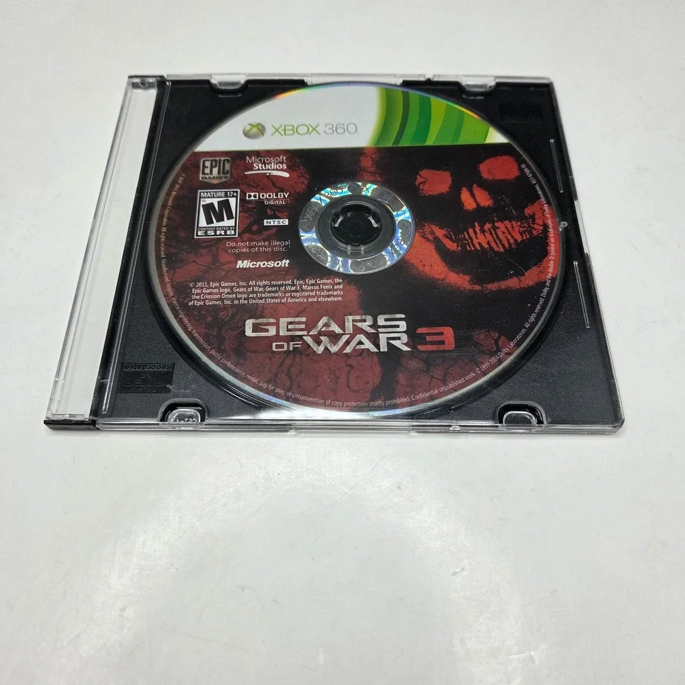 Microsoft Xbox 360 Gears of War 3 Video Game Disc Only GOW 3 Epic Games 2011